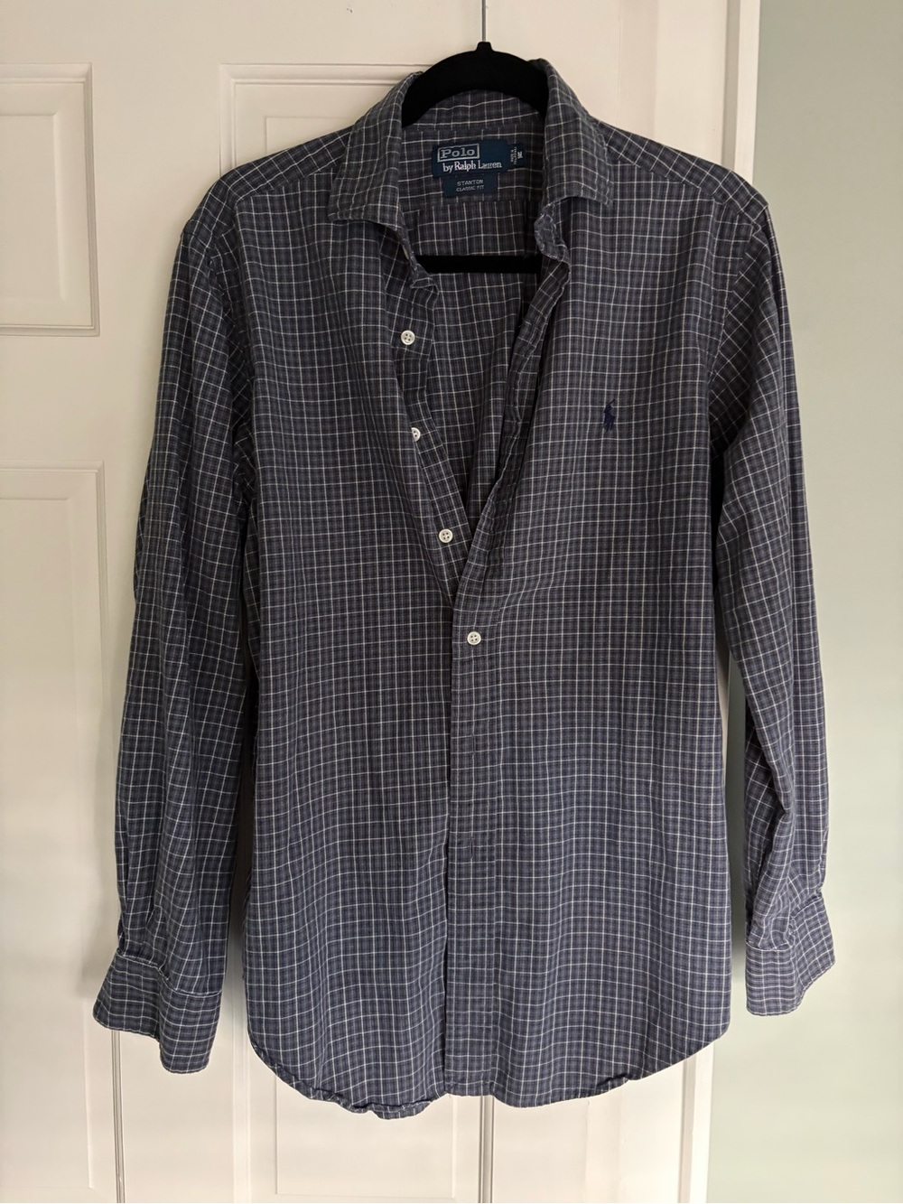Ralph Lauren Navy and White Windowpane Button-Down Shirt
